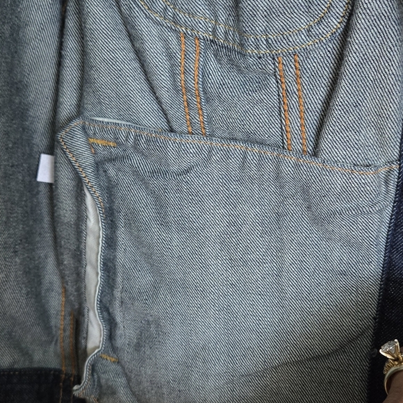 Lucky Brand Denim Jean Jacket with Embroidery Back & Leather Patch Women Size XL - Picture 6 of 7